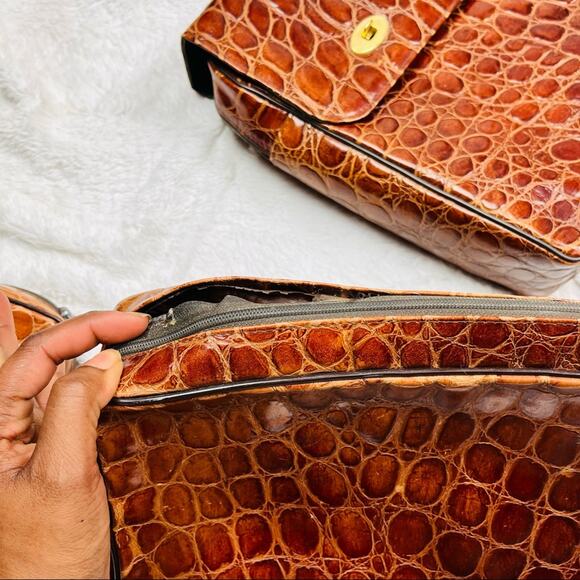 Rare Vintage Atelier Jeannette Leather Croc Embossed set made in Germany - Picture 13 of 16